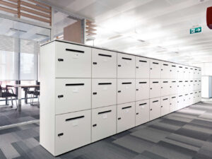 VS Lockers skoleopbevaring | elevskabe med melaminbelagte Lignopal-spånplader og slidstærke kanter designet til intensiv daglig brug i skoler