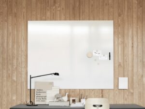 Air tavle med fasede kanter | whiteboard med affasede kanter fremhæver minimalistisk design og giver ensartet visuel oplevelse i kontorlandskaber