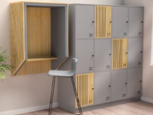 Quadro Lockers | opbevaringsskabe med neutral finish og holdbar konstruktion, velegnet til omklædningsrum, personaleområder og skolemiljøer ￼