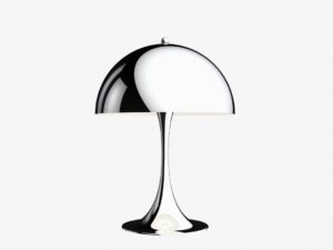Panthella 320 bordlampe designer bordlampe | bordlampe med organisk, champignonformet silhuet og opal skærm der spreder blødt, diffust og blændfrit lys i undervisnings- og arbejdsområder