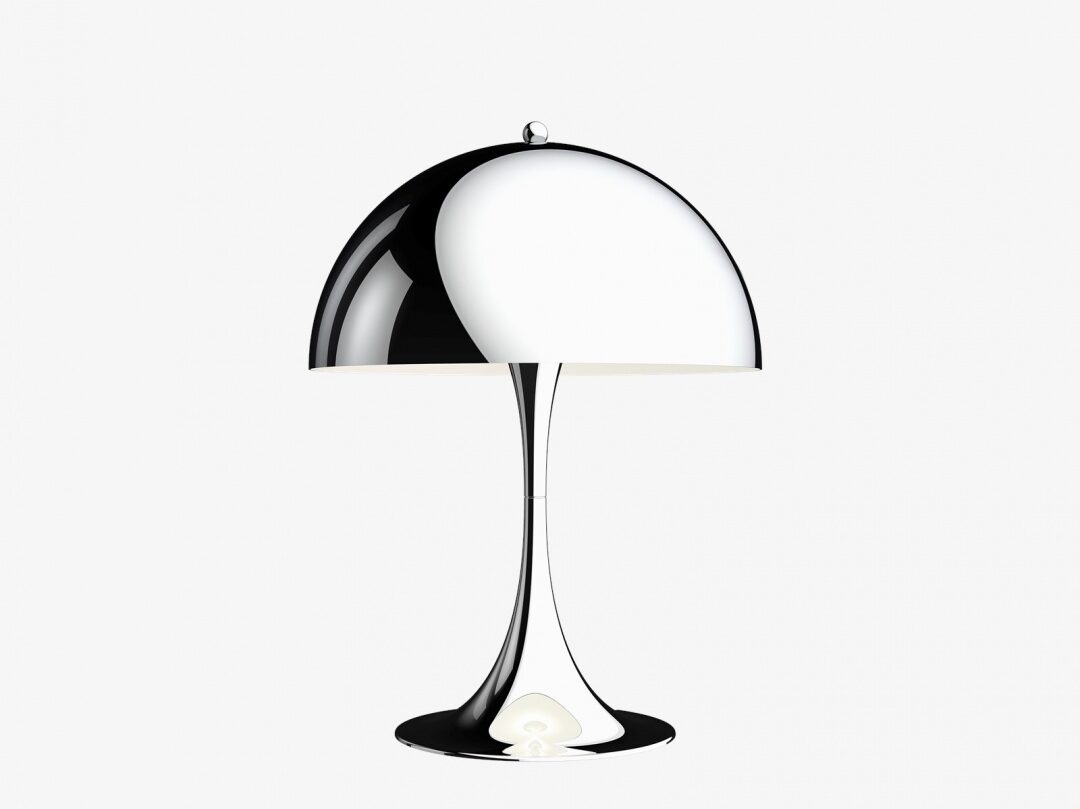 Panthella 320 bordlampe designer bordlampe | bordlampe med organisk, champignonformet silhuet og opal skærm der spreder blødt, diffust og blændfrit lys i undervisnings- og arbejdsområder